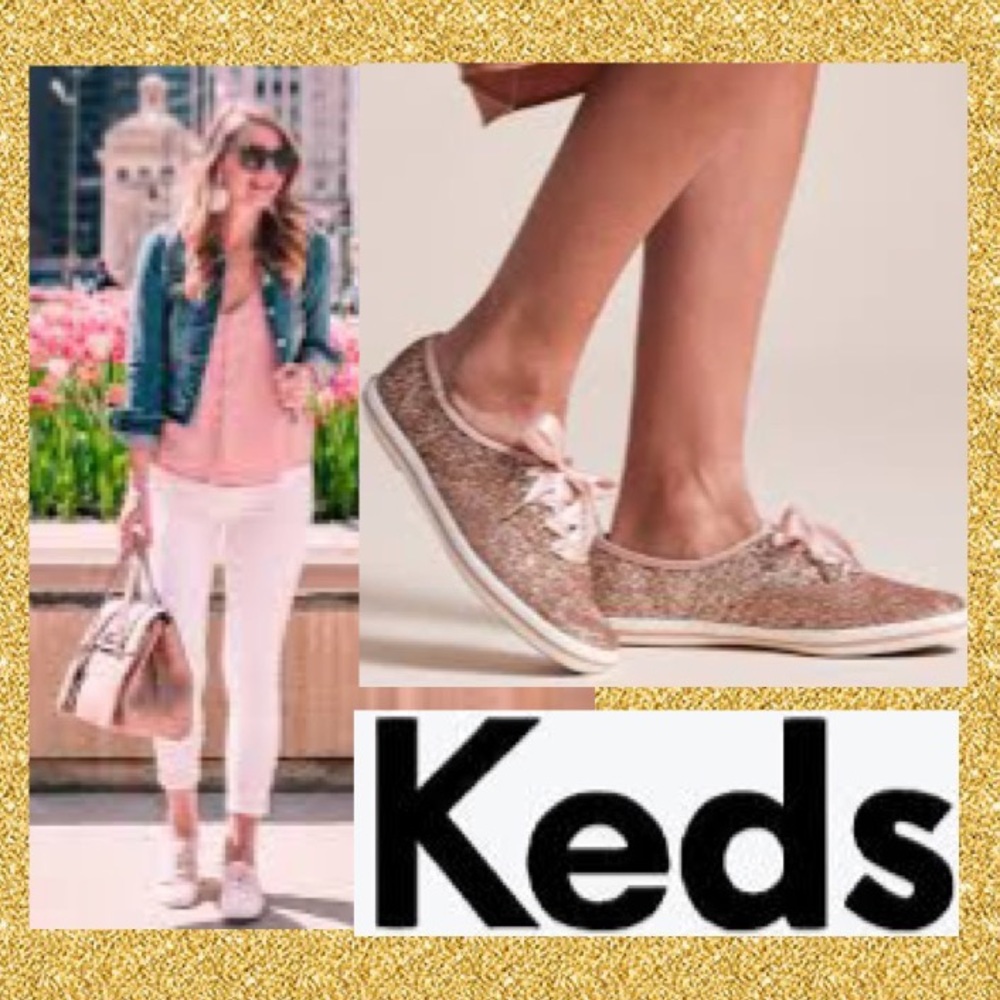 Gold Metallic Keds Fashion Sneakers Size 8